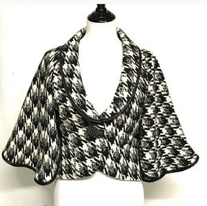 Houndstooth black and white jacket cape